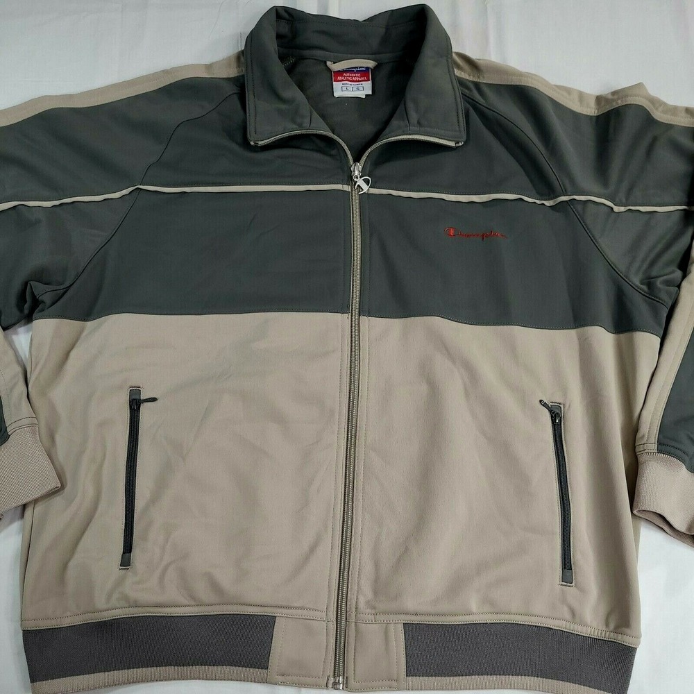 Champion Track Running Warm Up Jacket Men's Sz Large Stitched Logo Vintage Look